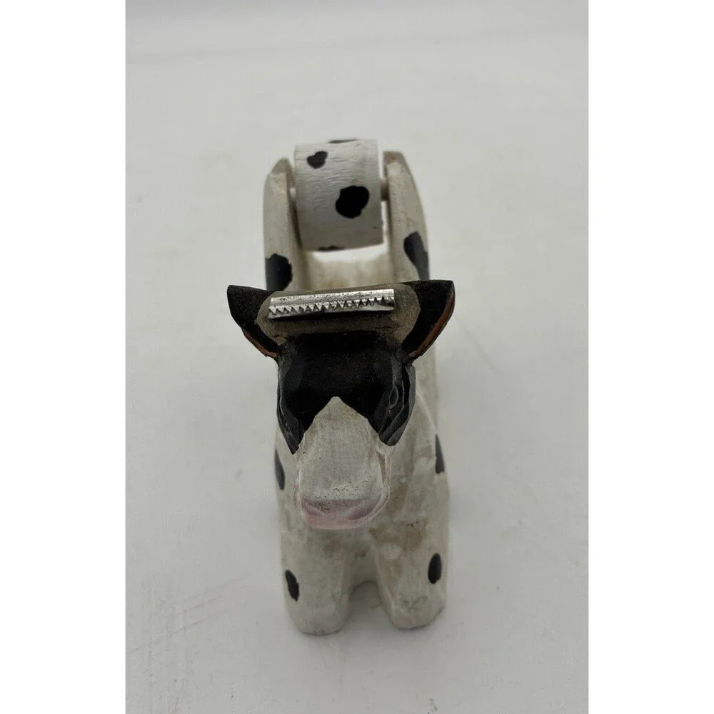 cow head shape Tape Dispenser desk top wood carving